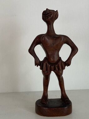 Vintage Hand-Carved African Wood Folk Art Statue